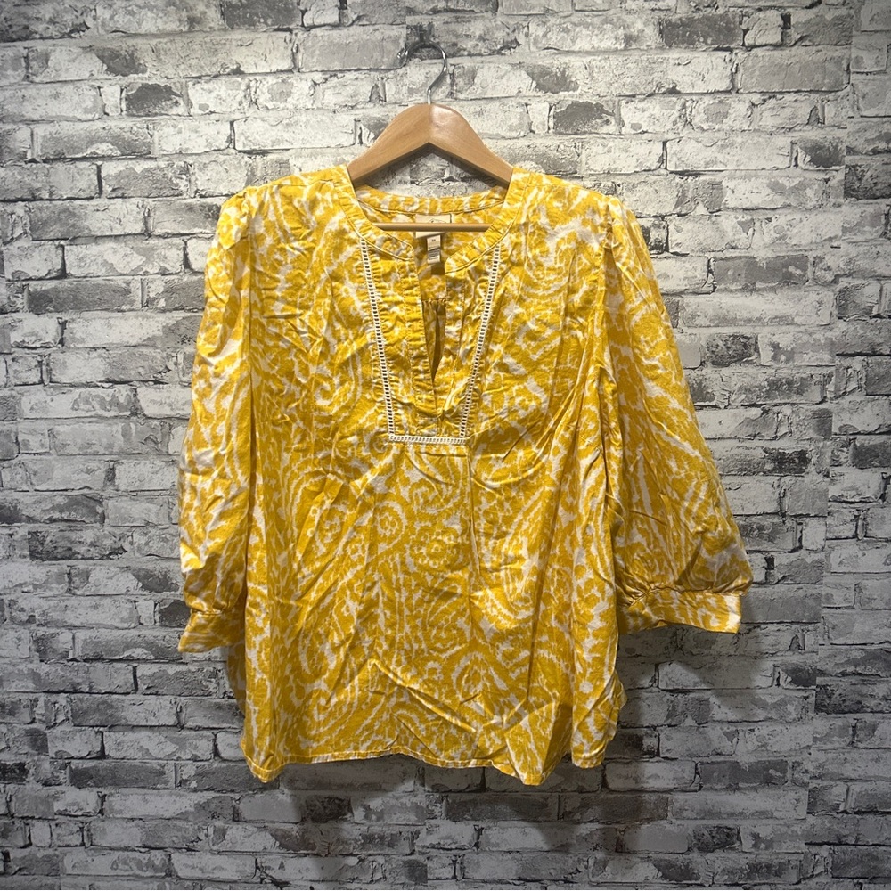 EUC St. John's Bay Yellow and White Women's Blouse Size 2X